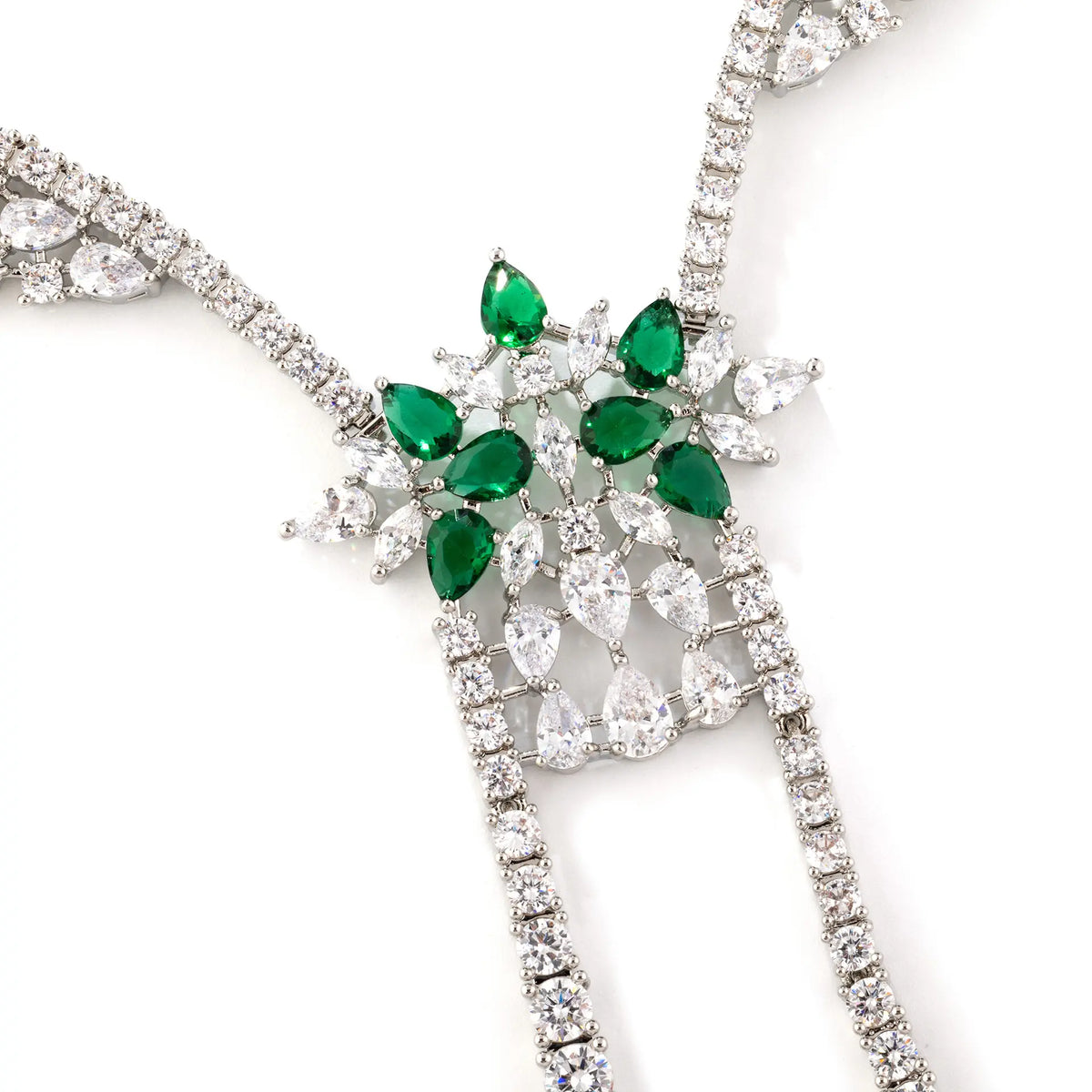 Royal Emerald Crystal Necklace Set – Elegant Green Gemstone Jewelry Collection