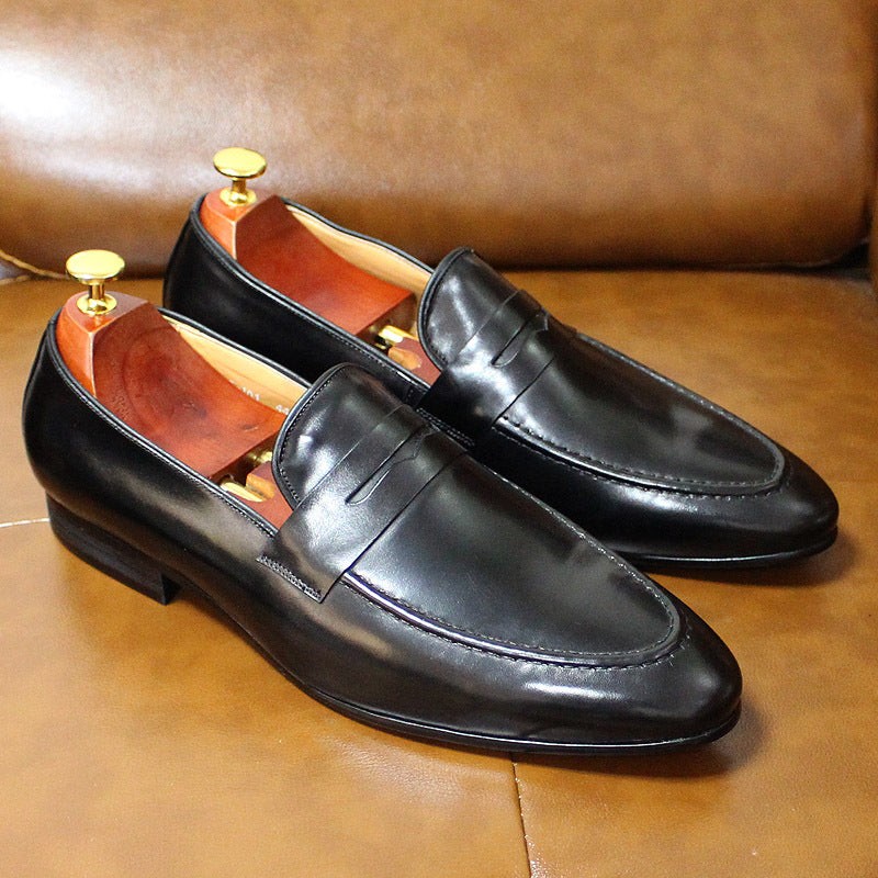 Brown Genuine Leather Business Loafers in British Style Men’s Leather Shoes