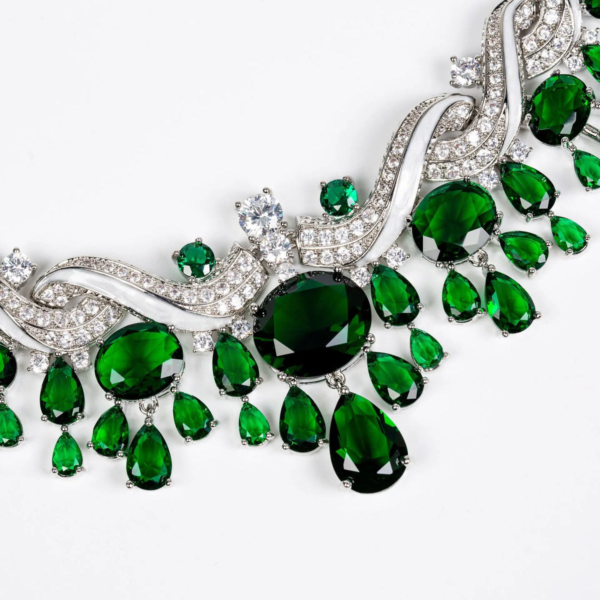 Luxury Multicolor Crystal Statement Necklace and Earrings Jewelry Set