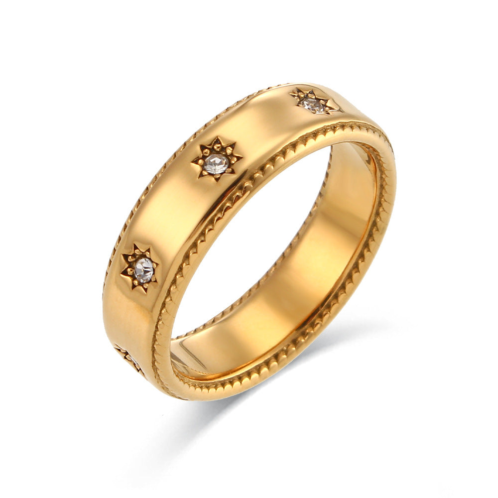 18K gold plated retro zircon star ring