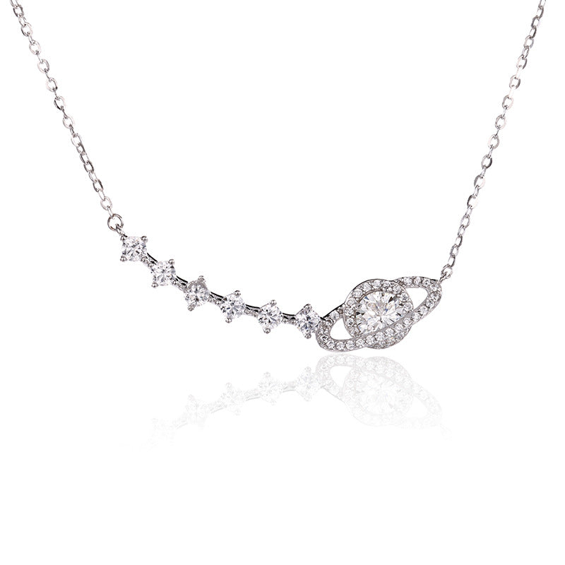S925 Sterling Silver Dream Planet Moissanite Necklace