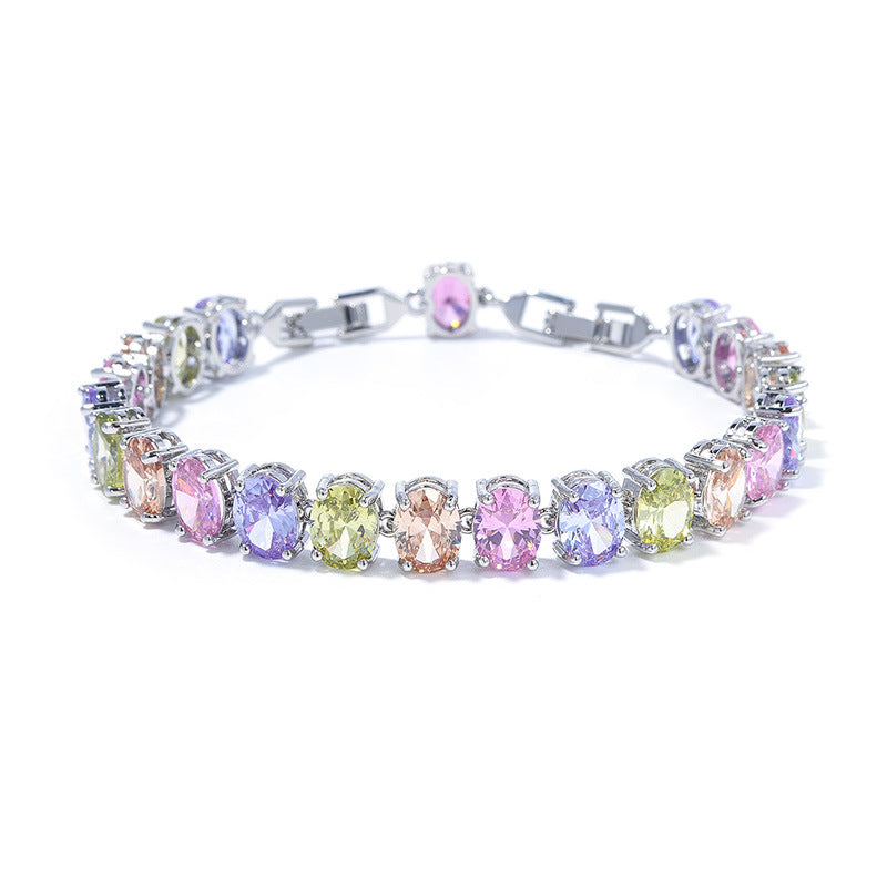 Simple inlaid circular zircon bracelet