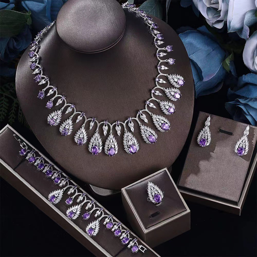 Elegant Emerald Green Crystal Jewelry Set for Women