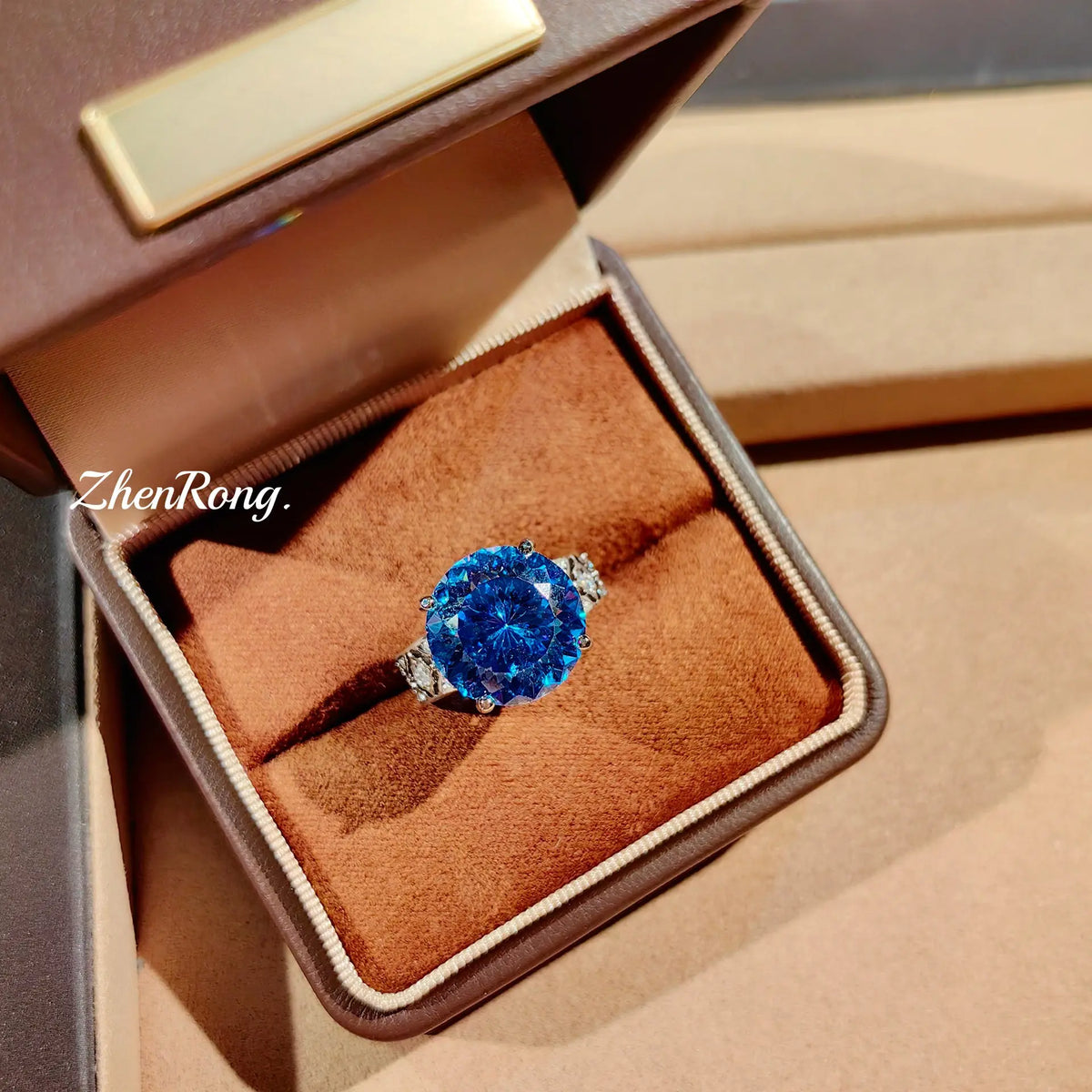 Luxury Blue Green Crystal Jewelry Set – Pendant Necklace Stud Earrings & Ring for Women