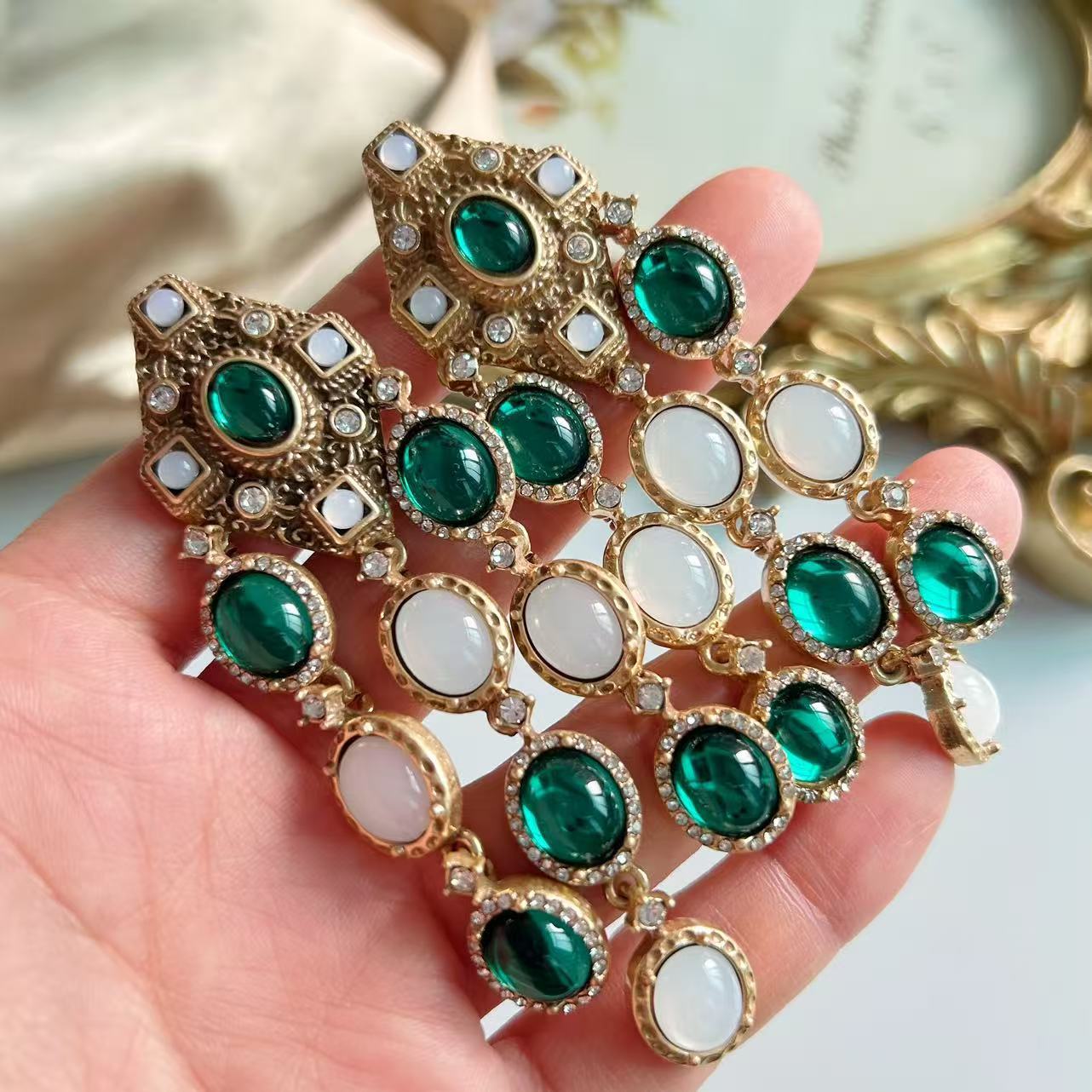 Tassel earrings glazed heavy industry court style literary and retro earrings