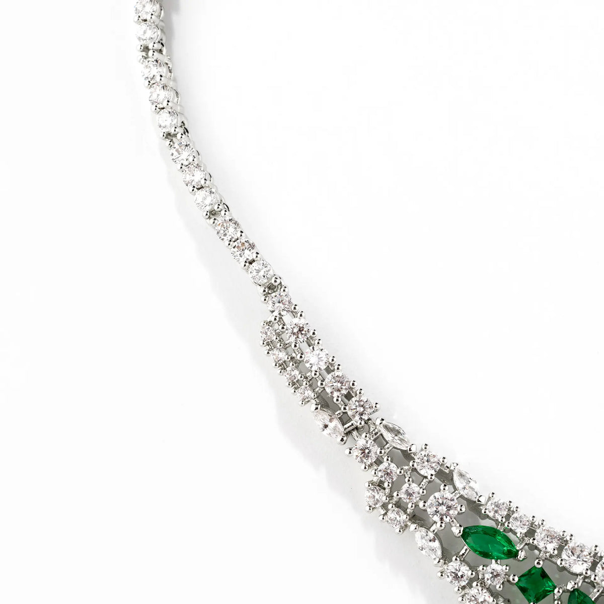 Luxury Emerald Green Crystal Necklace and Earrings Jewelry Set