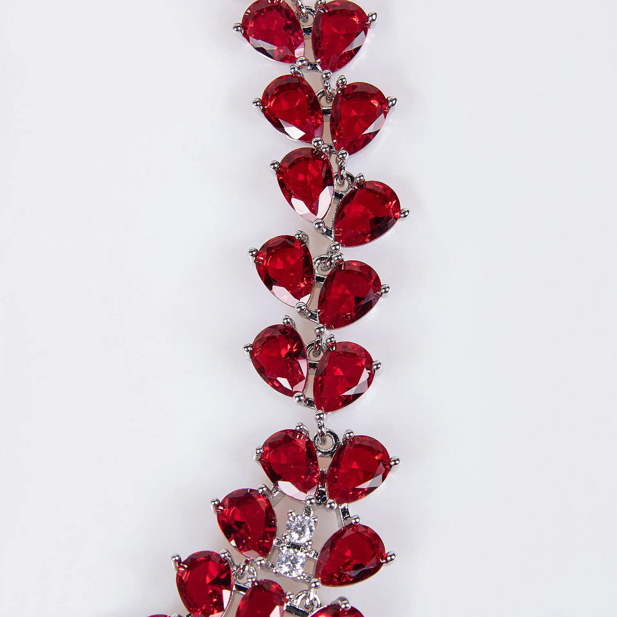 Luxury Ruby Red Crystal Necklace and Earrings Jewelry Set
