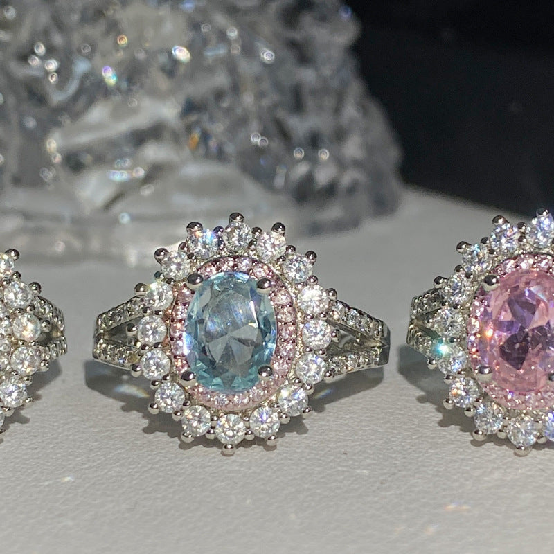 Luxury full diamond sunflower zircon ring