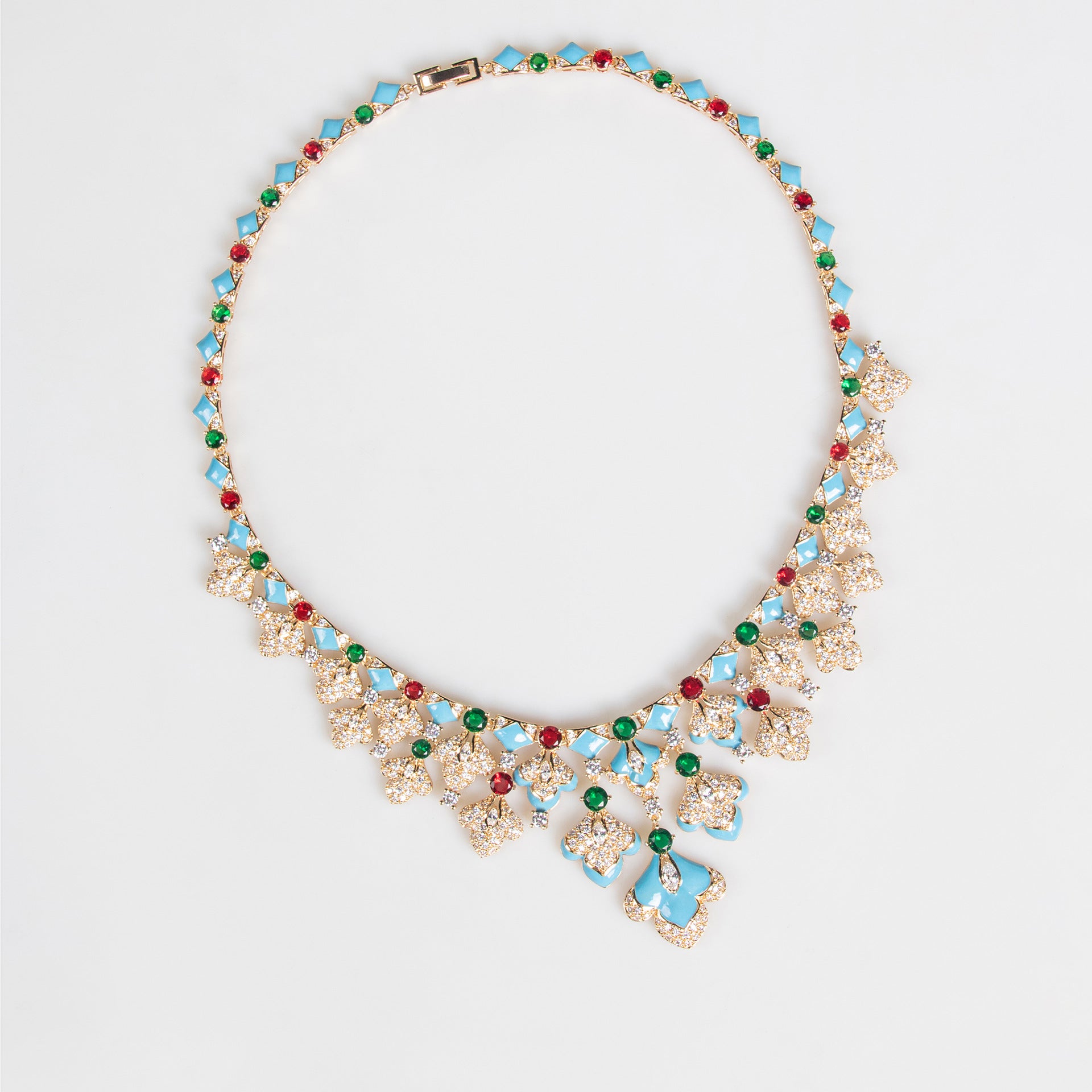 Elegant Gold Multicolor Rhinestone Statement Jewelry Set for Evening Wear