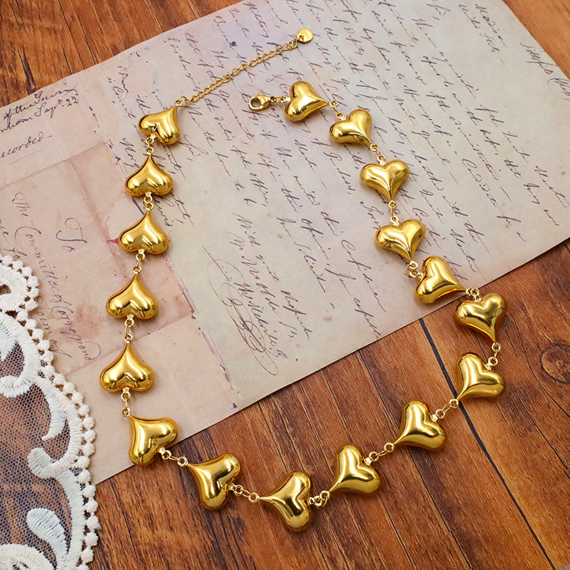 French heart collarbone necklace bracelet series
