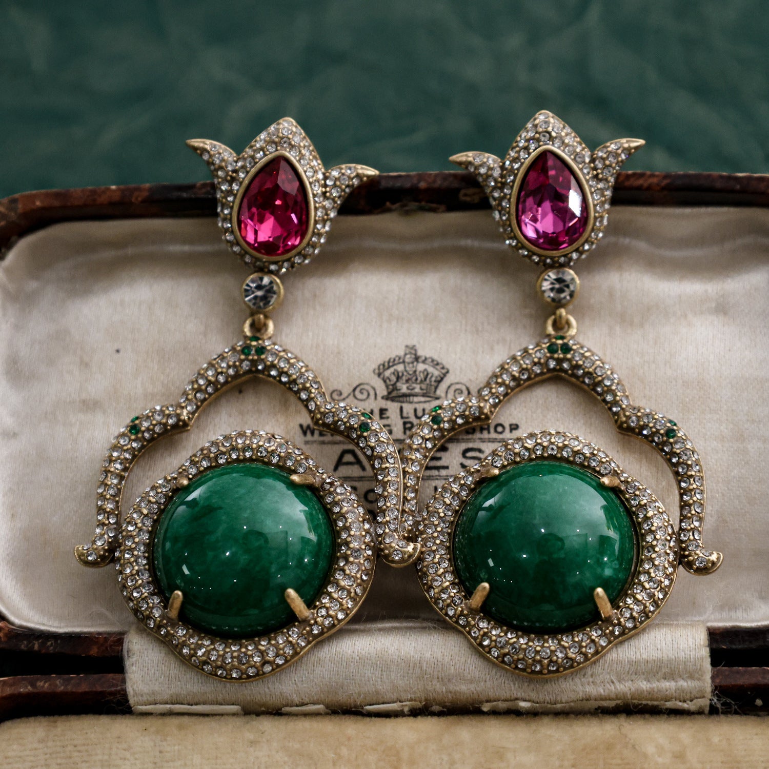 Bohemian Vintage Camellia Emerald Jewelry Set