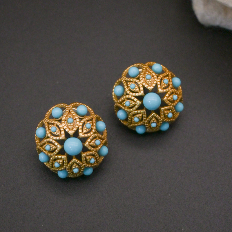 Boucles d'oreilles clous rétro en cuivre pur en forme de parapluie émaillé, boucles d'oreilles clous brillantes