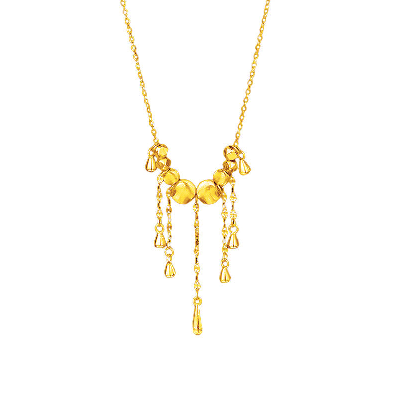 S925 Sterling Silver Gold Cat's Eye Tassel Necklace