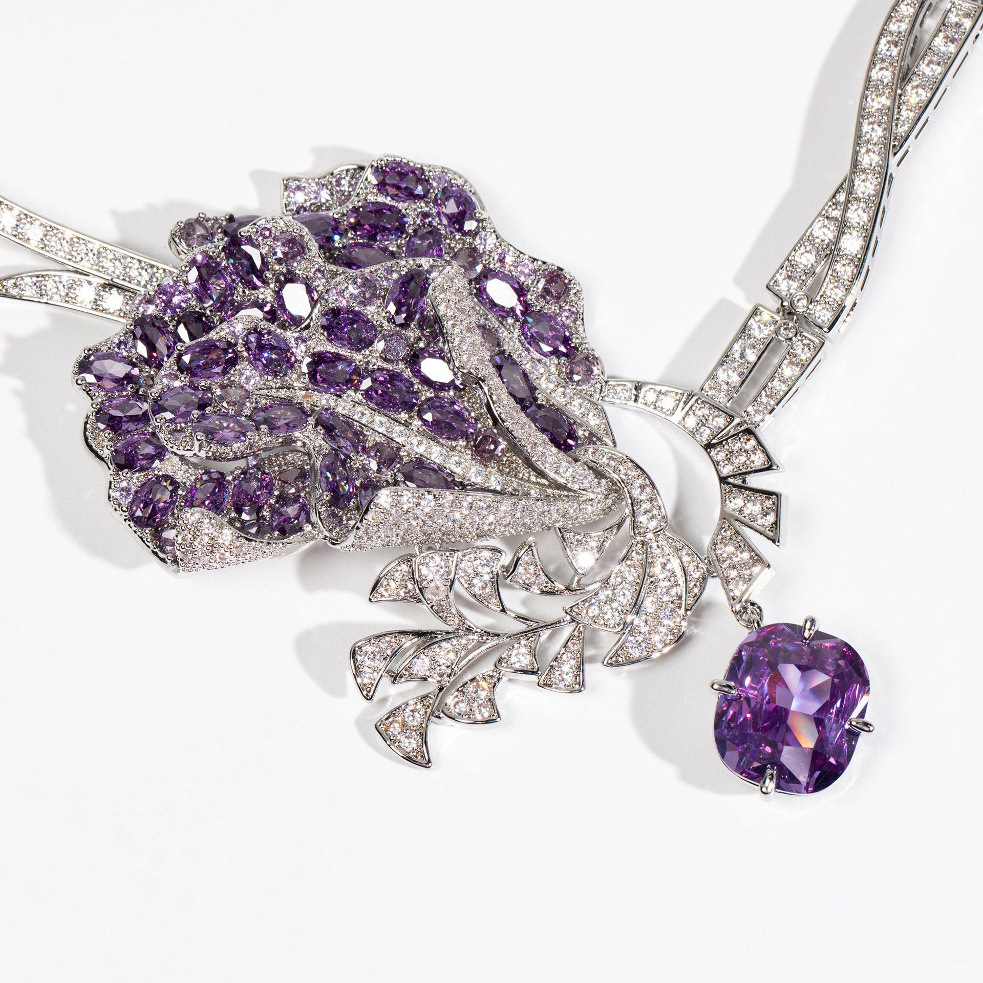 Luxury Emerald Rose Statement Jewelry Set – Crystal Necklace Earrings for Women
