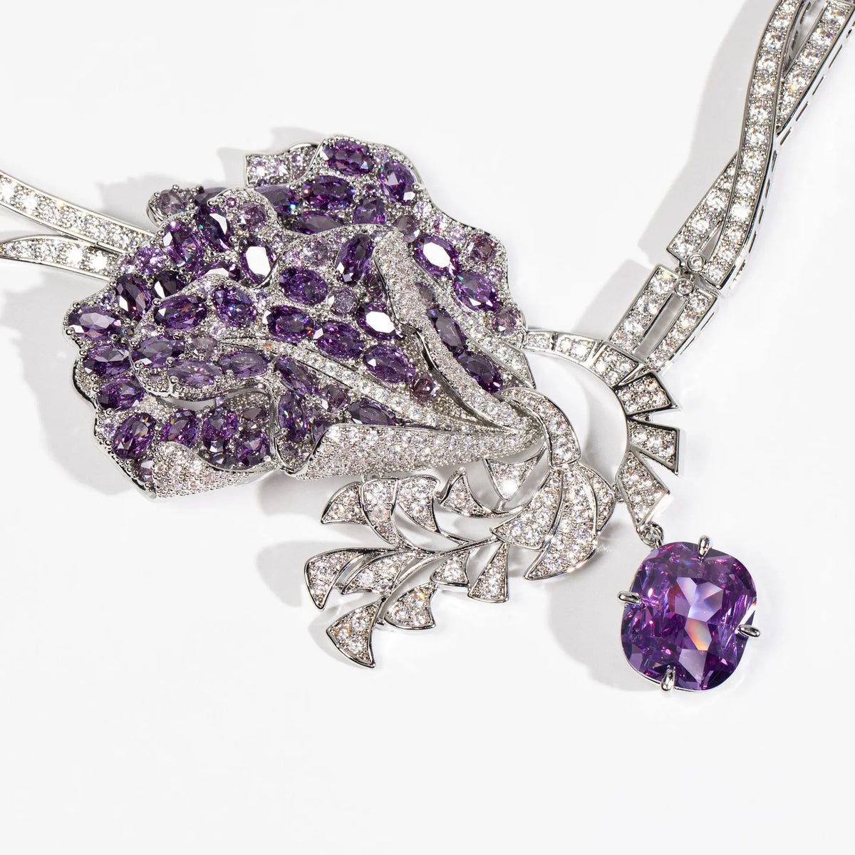 Luxury Emerald Rose Statement Jewelry Set – Crystal Necklace Earrings for Women