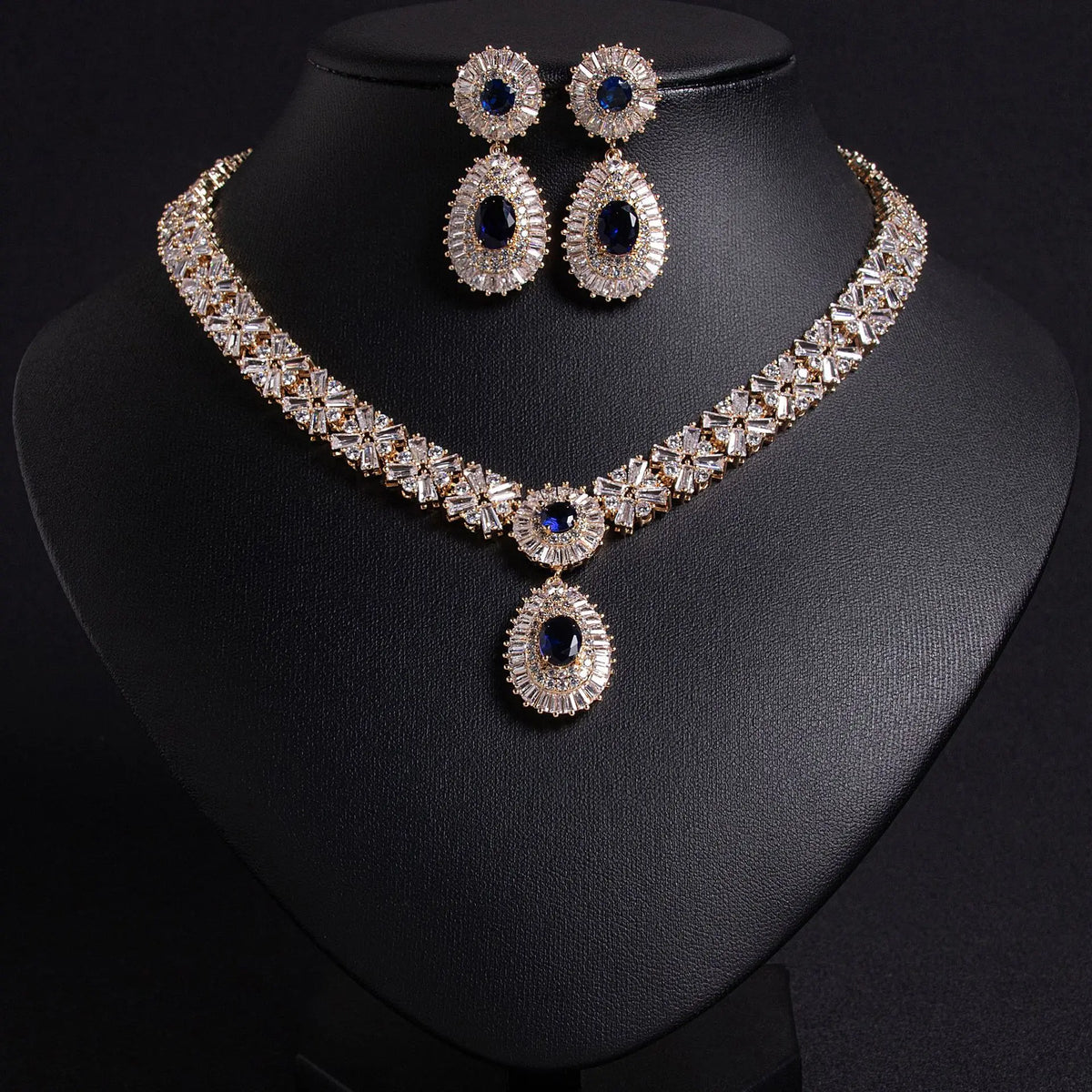Ensemble collier de déclaration de luxe en cristal rouge – Bijoux de mariage nuptial pour femmes