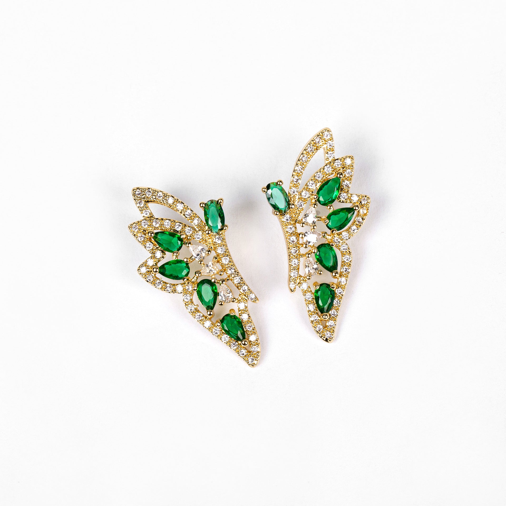Light luxury three-dimensional butterfly zircon necklace earrings set