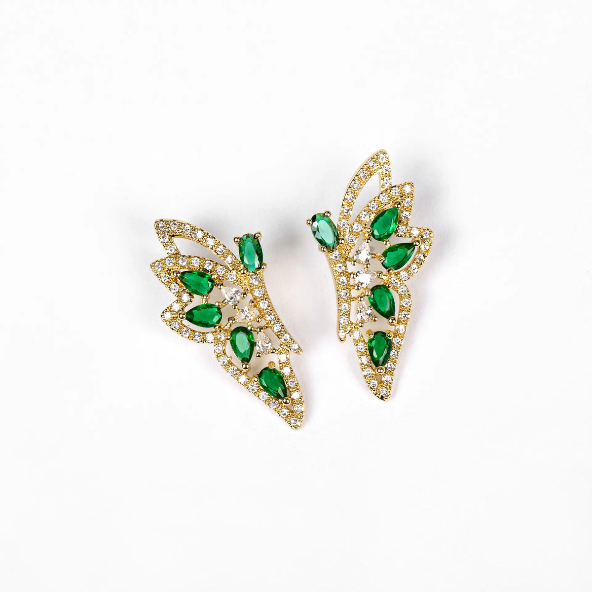 Parure collier et boucles d'oreilles papillon 3D en zircon, style léger luxe