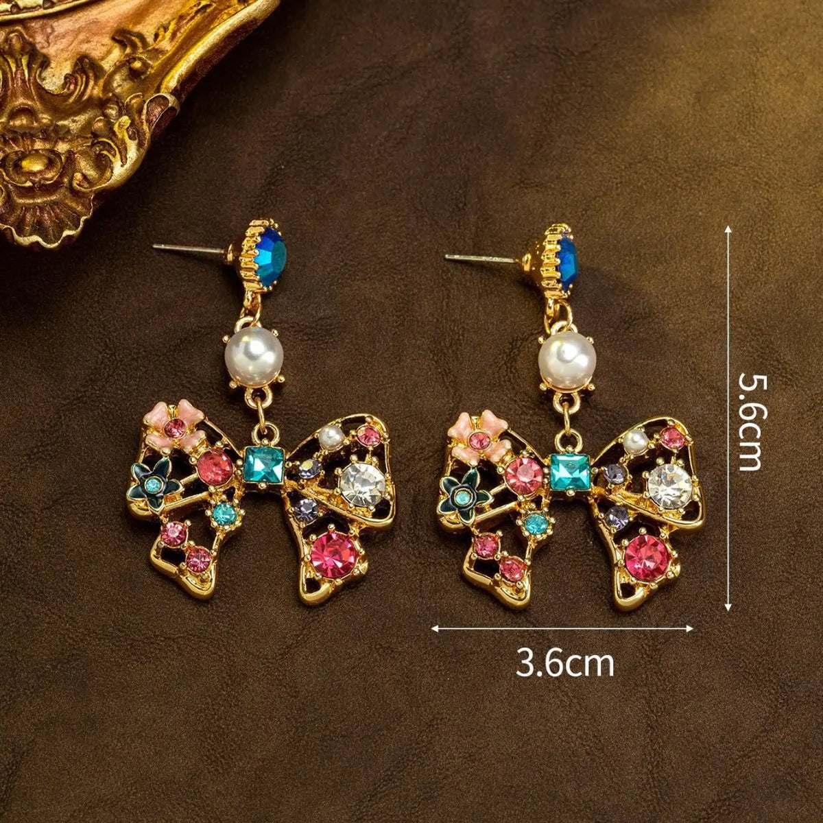 Boucles d'oreilles pendantes de luxe colorées papillon perle pour femmes