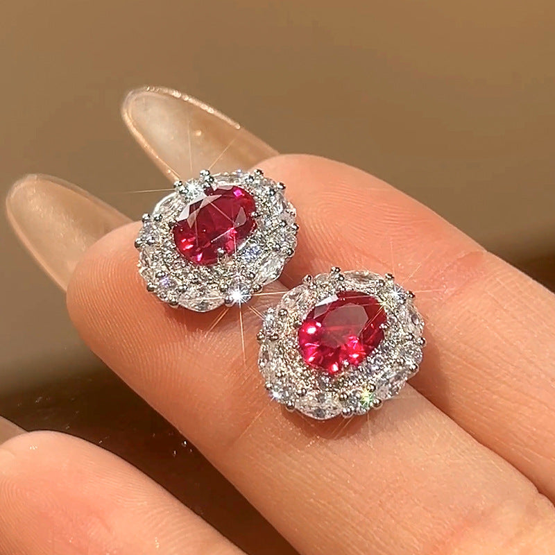 Fashion Color Treasure Red Corundum Necklace Set