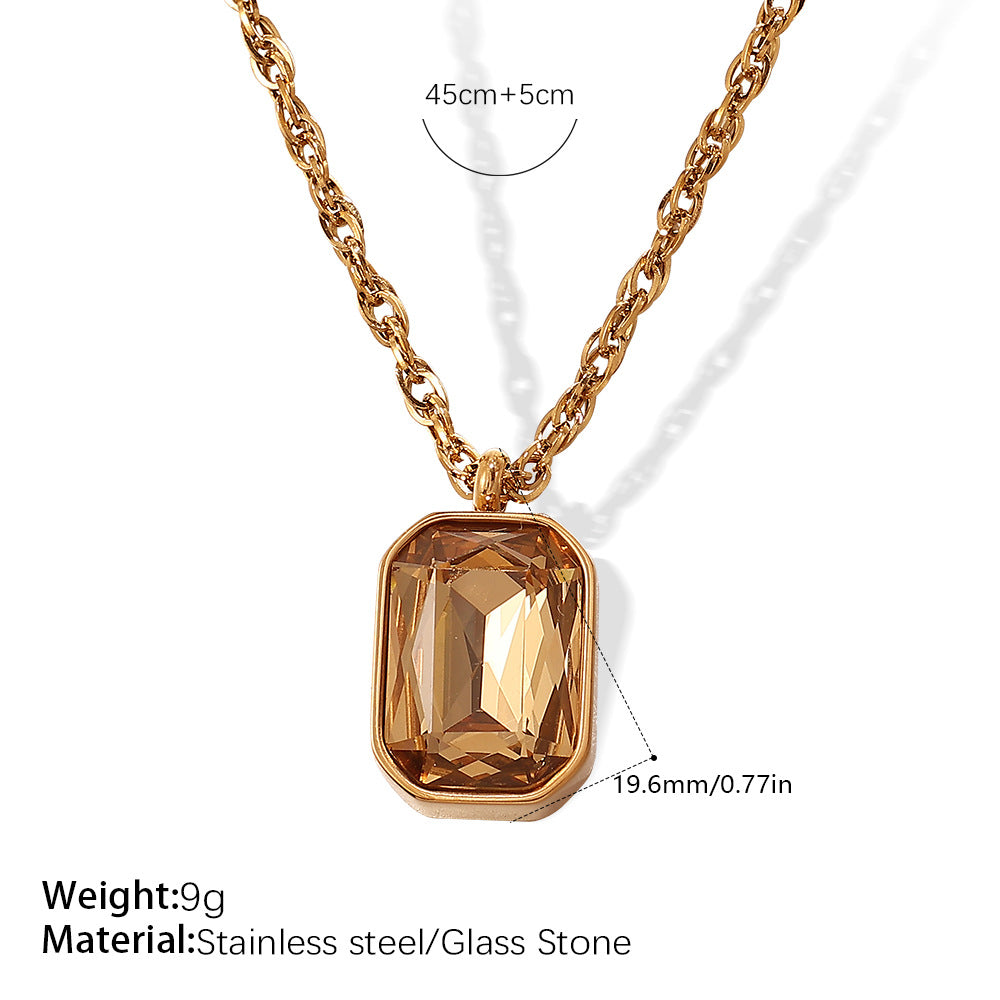 Cube gemstone necklace earrings