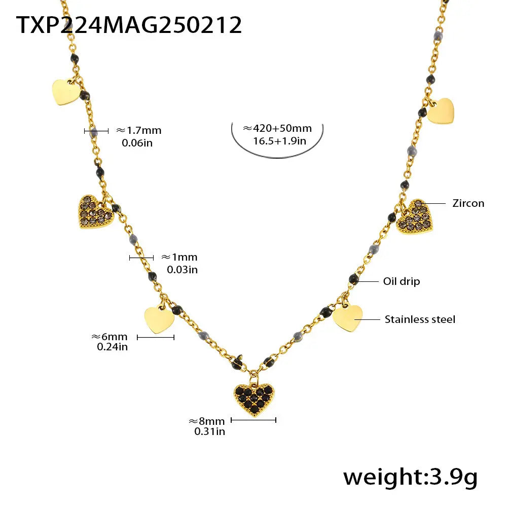 Collier en acier au titane et zircon Fashion Symphony