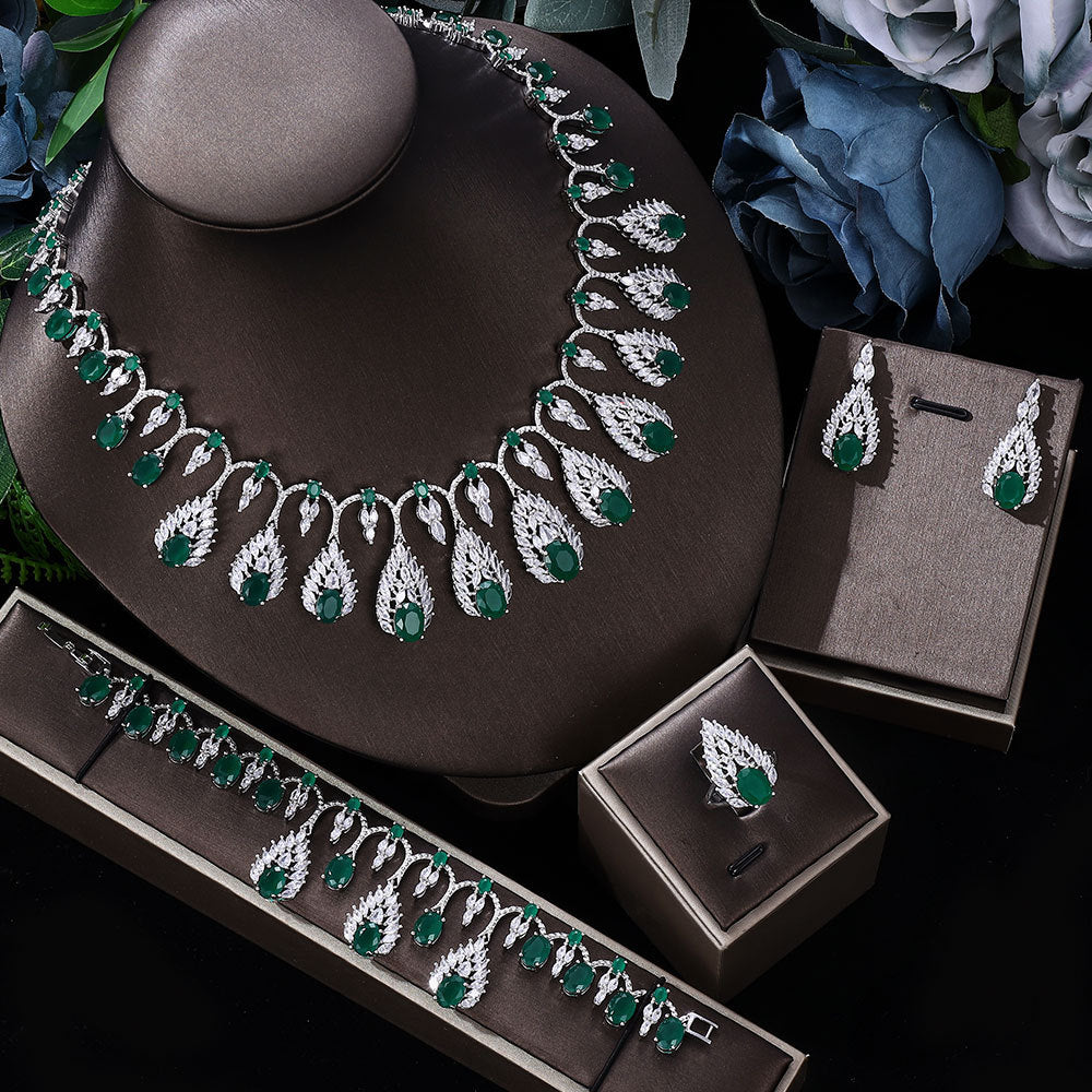 Elegant Emerald Green Crystal Jewelry Set for Women