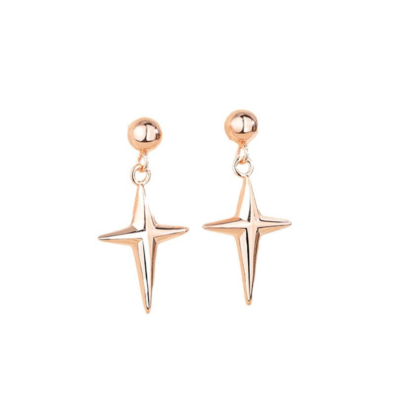 S925 Sterling Silver Hip Hop Starlight Cross Earrings