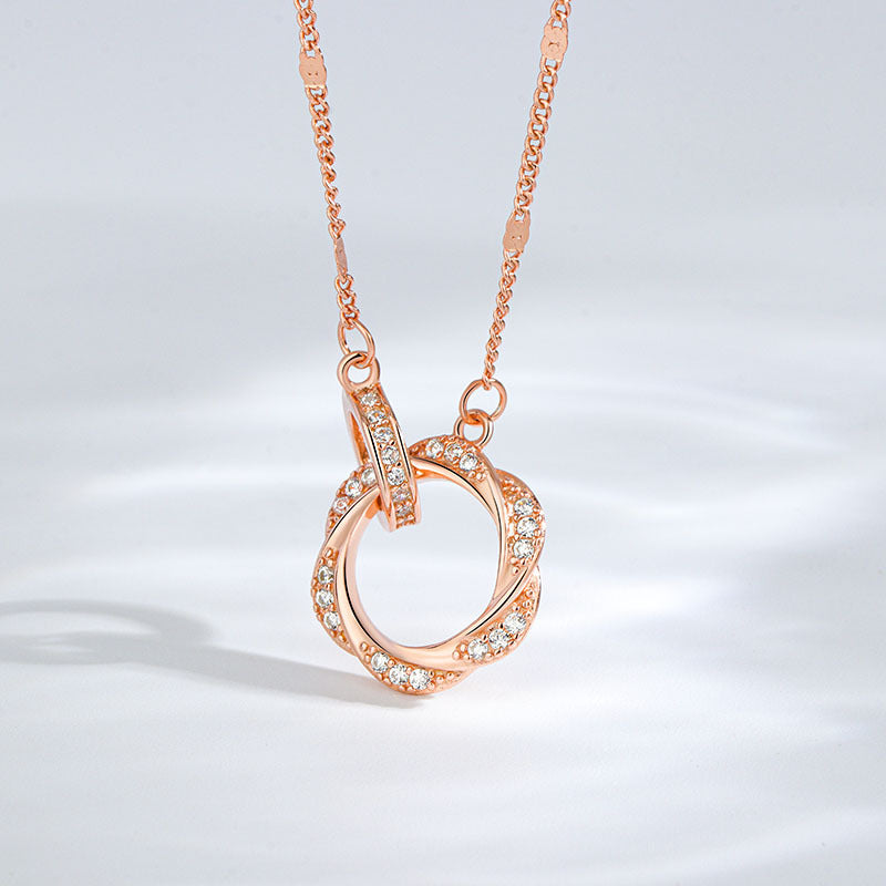 925 Sterling Silver Mobius Ring Double Ring Brick Necklace