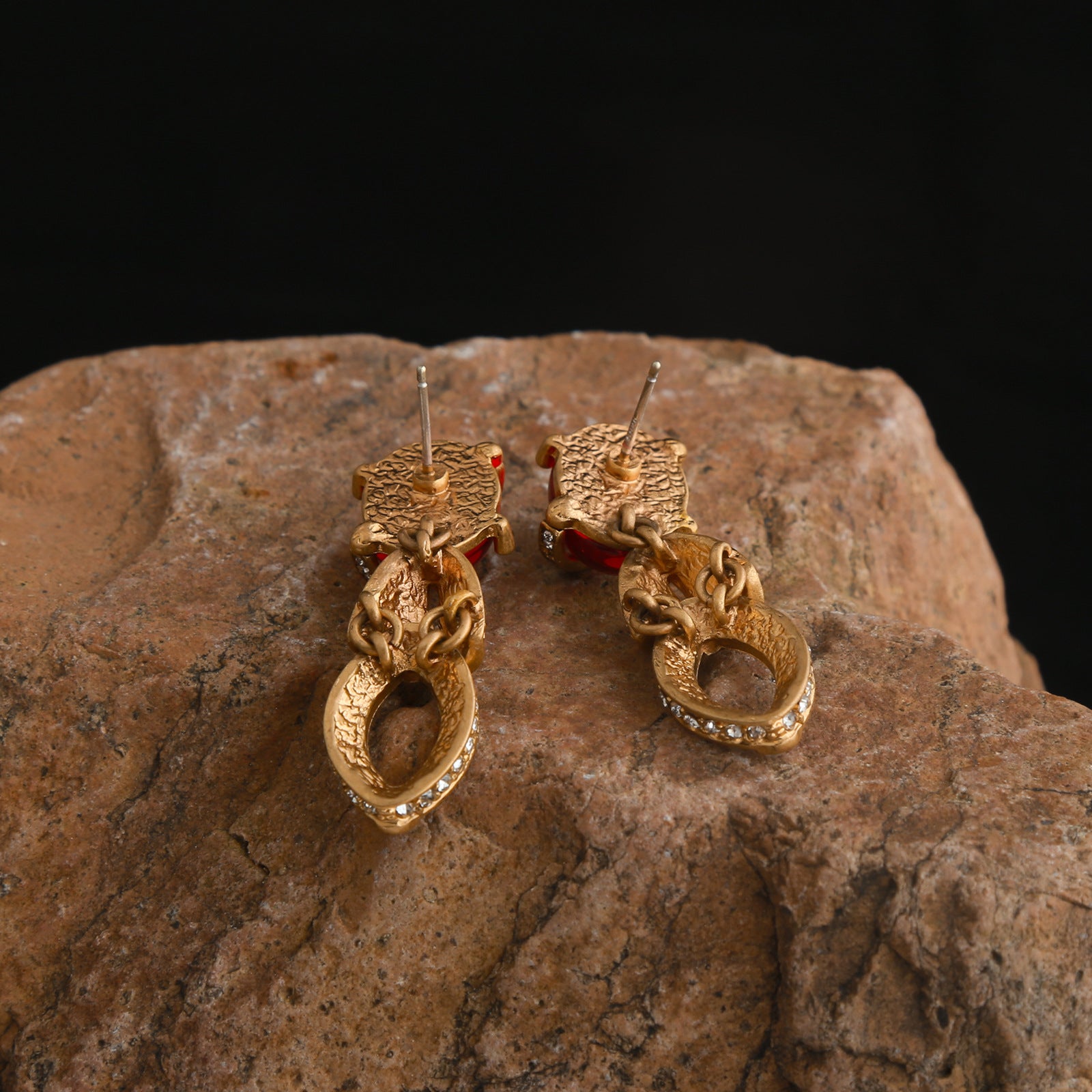 Light luxury high-end fringed ruby stud earrings necklace series