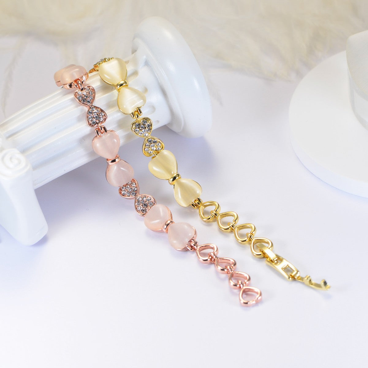 Baroque heart opal bow bracelet