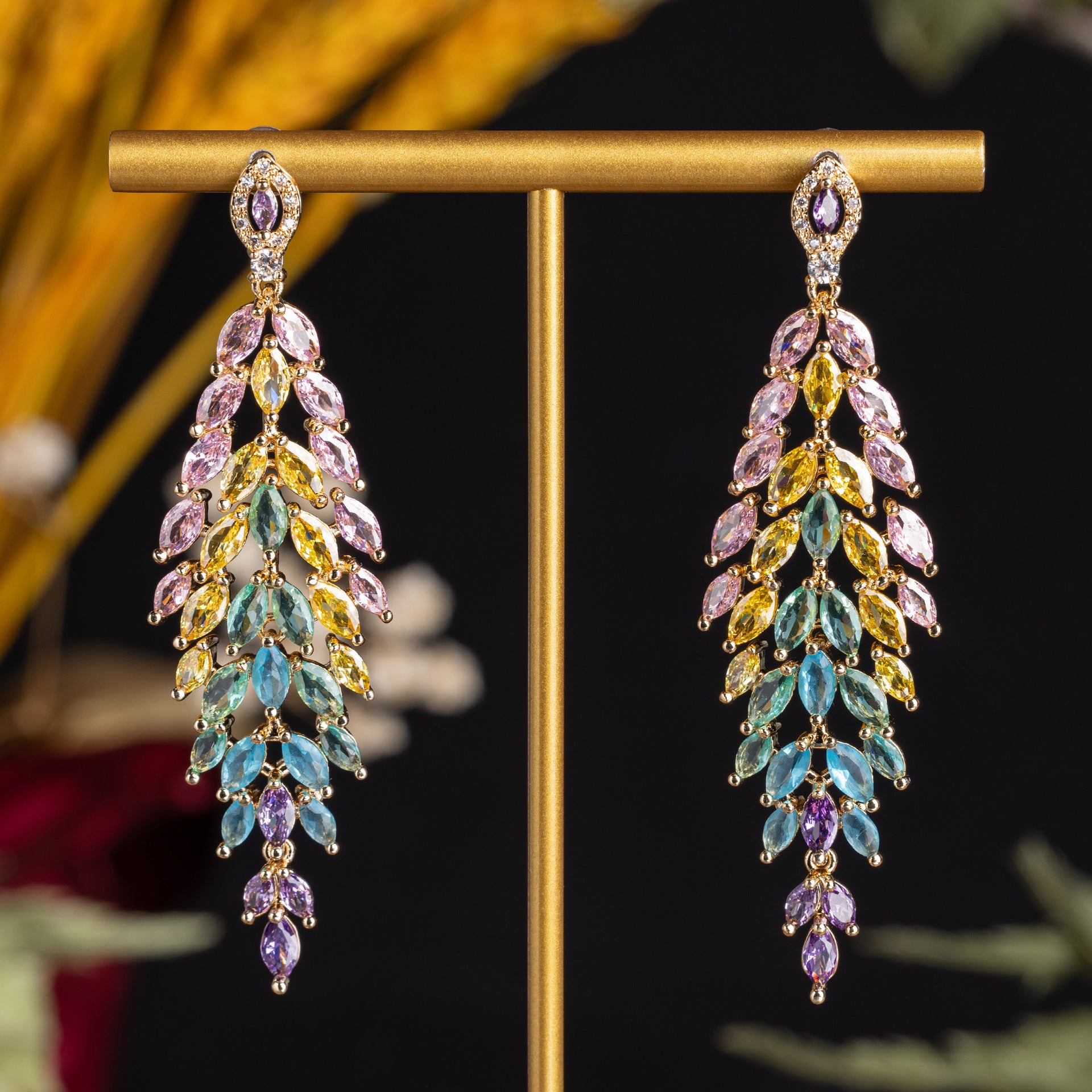 Luxury Multicolor Crystal Chandelier Earrings – Elegant Statement Jewelry for Women