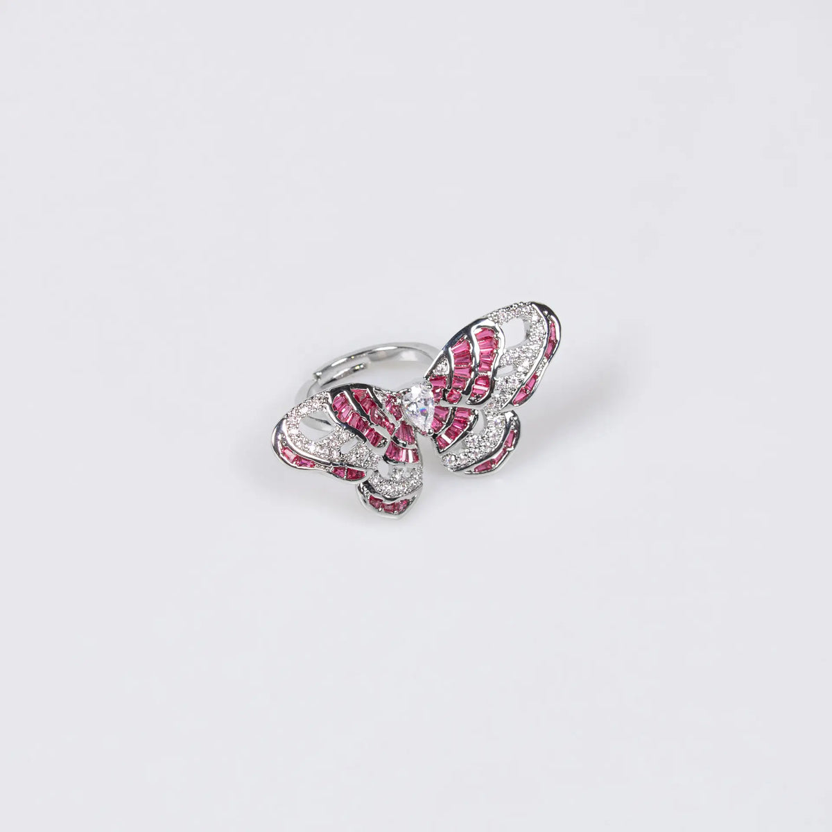 Luxury Purple Butterfly Crystal Necklace Earrings Ring Jewelry Set