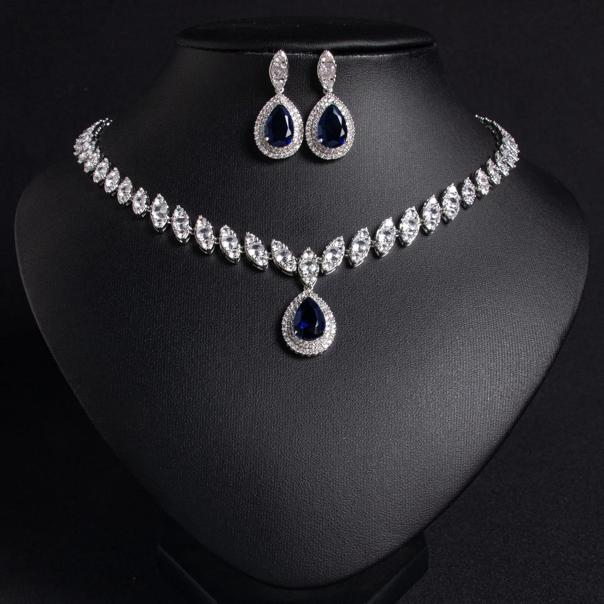Parure de bijoux de luxe en cristal rouge larme – Style élégant pour mariée
