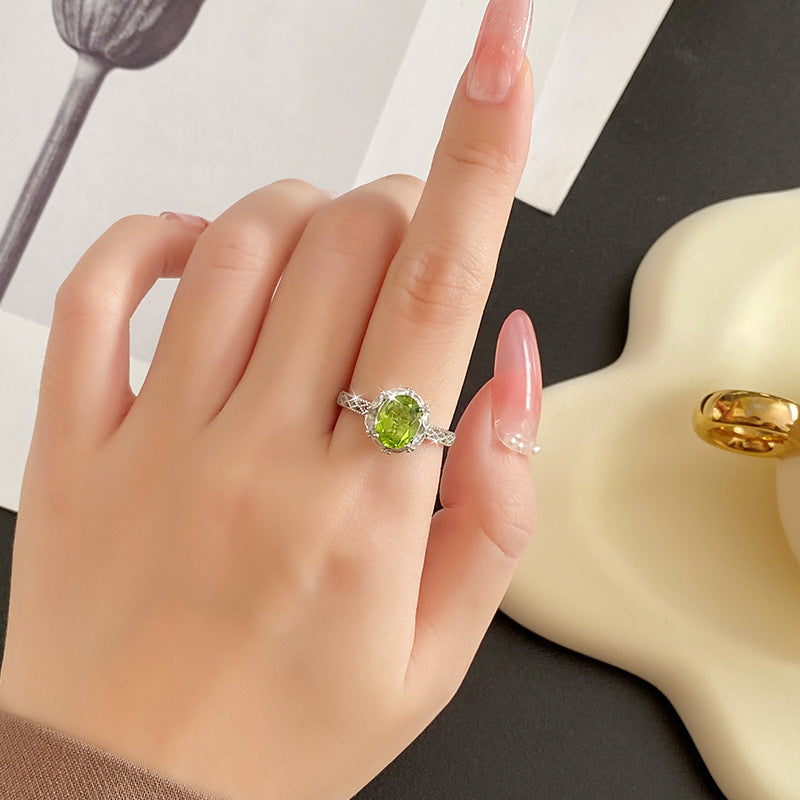 S925 Sterling Silver Color Treasure Adjustable Ring