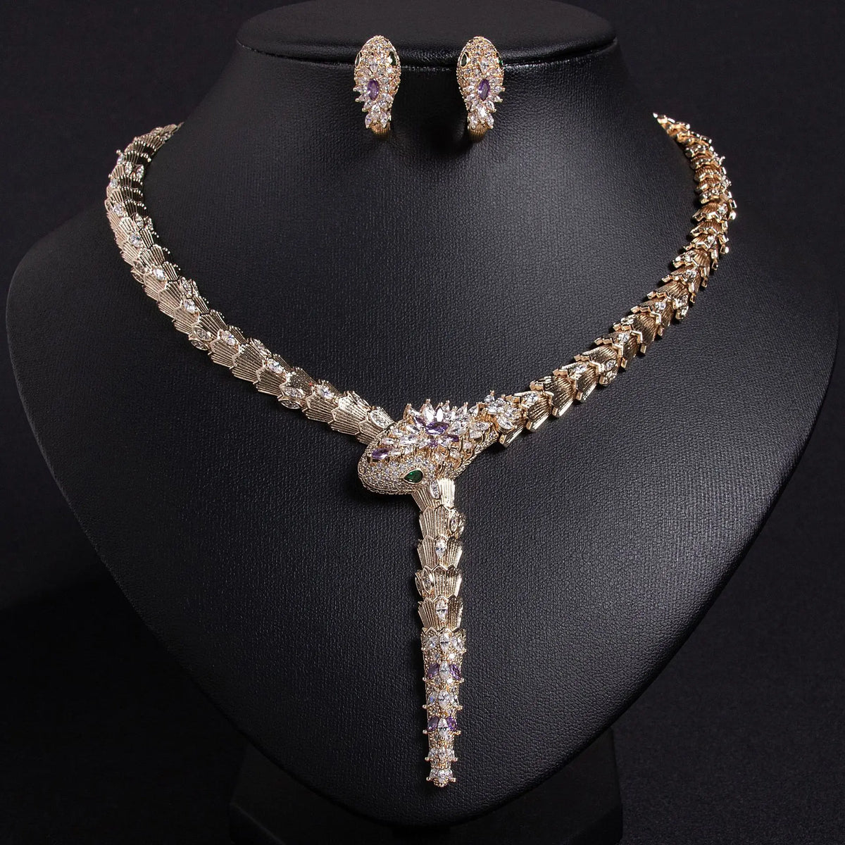 Snake necklace earrings jewelry set bracelet banquet haute couture snake necklace