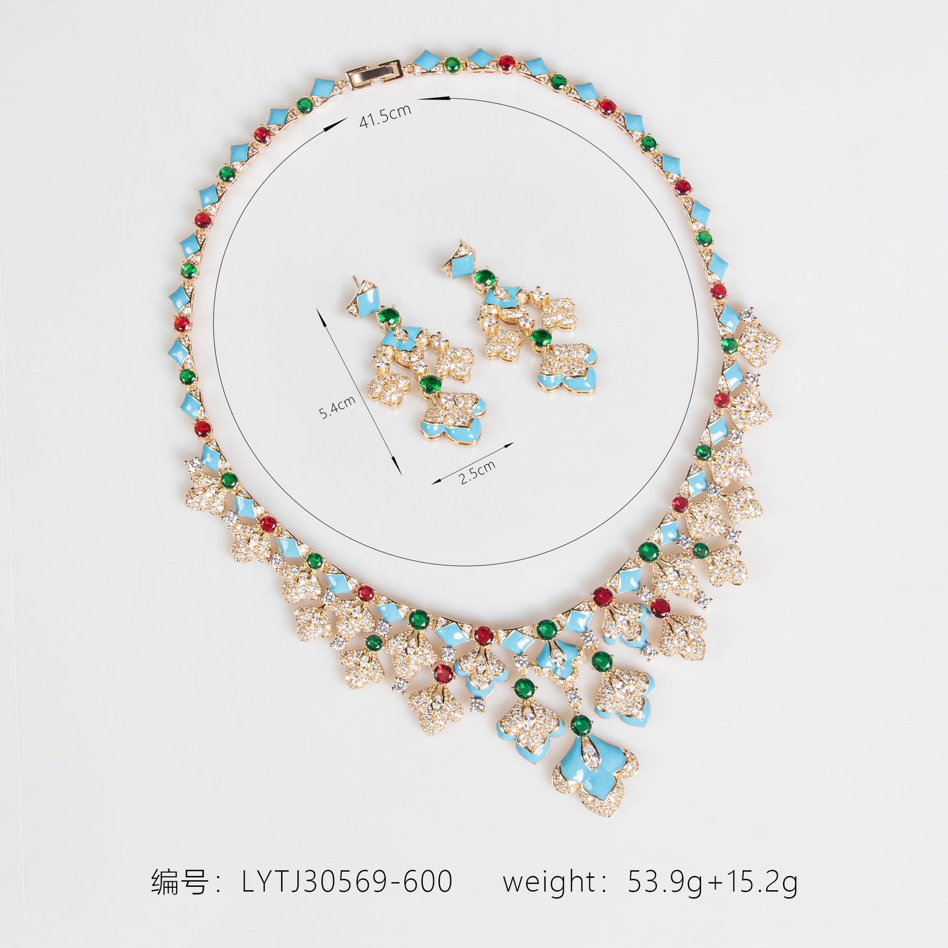 Elegant Gold Multicolor Rhinestone Statement Jewelry Set for Evening Wear