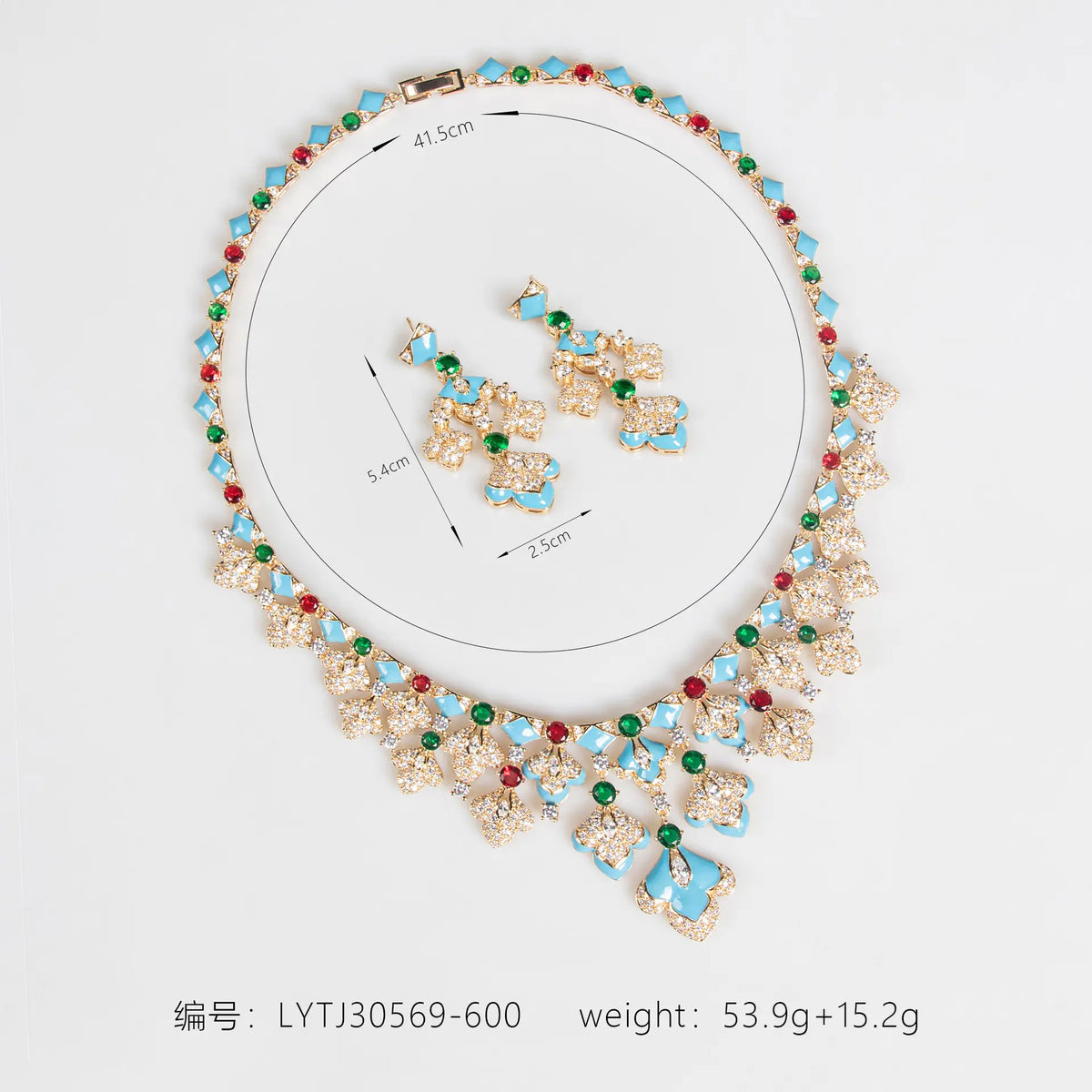 Parure de bijoux glamour or et cristaux pour soirées et fêtes