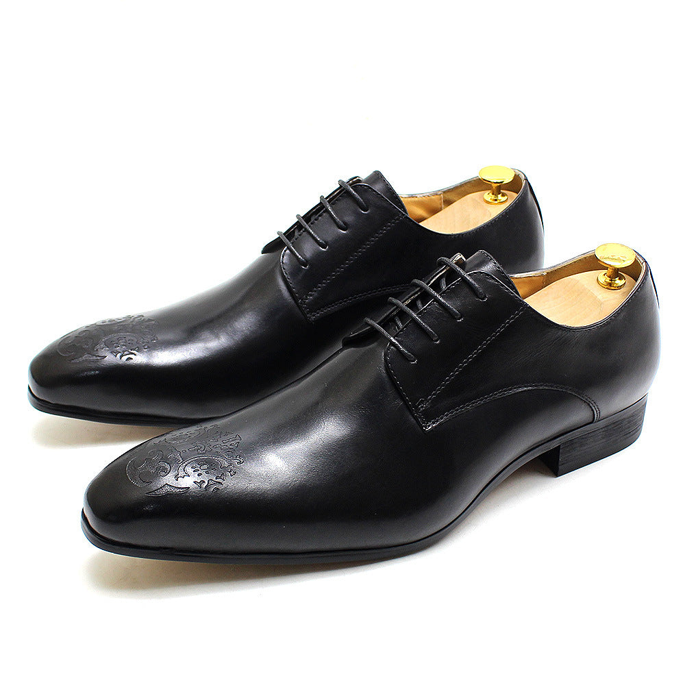 Men's Carved Pointed Business Dress Derby Shoes