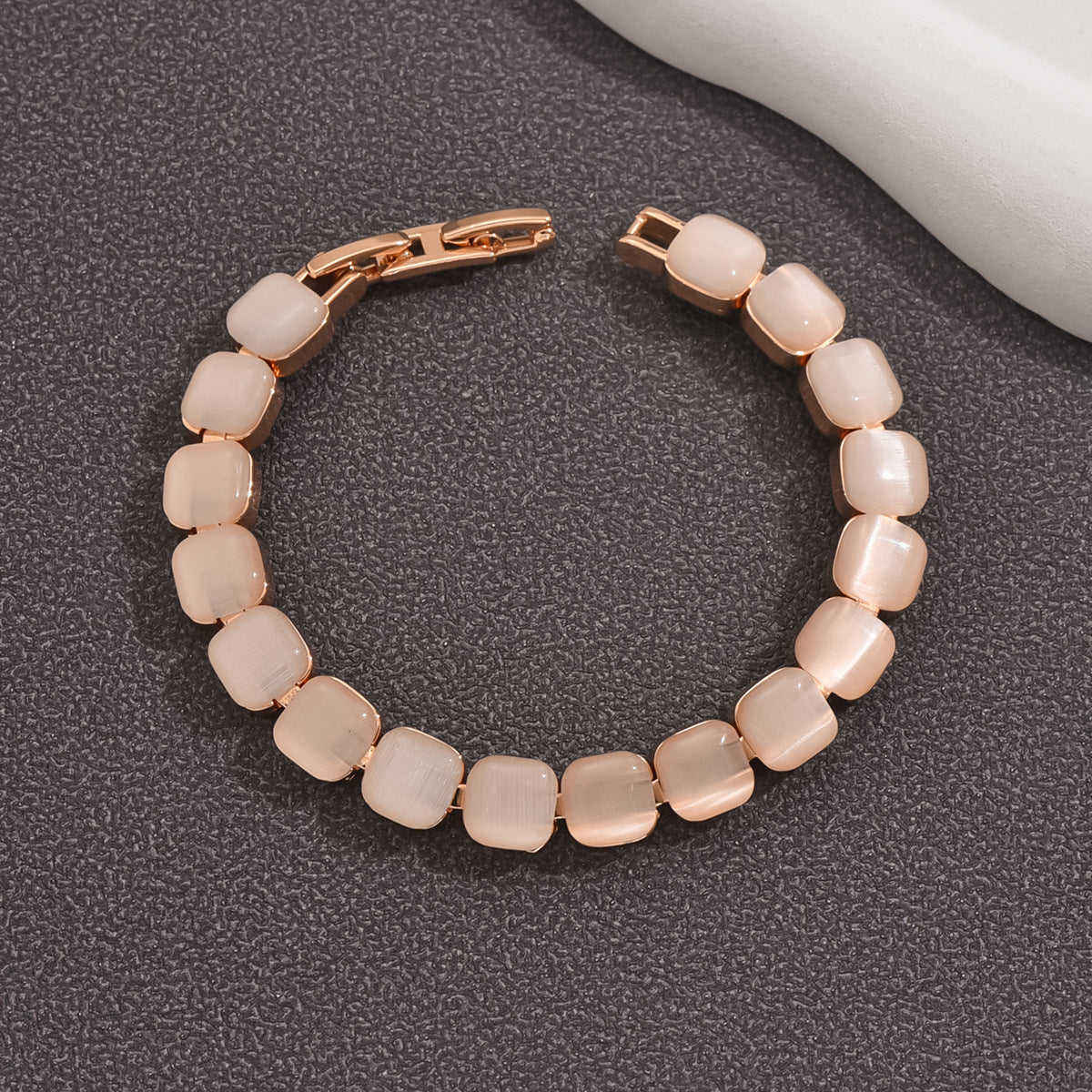 Minimalist square opal bracelet