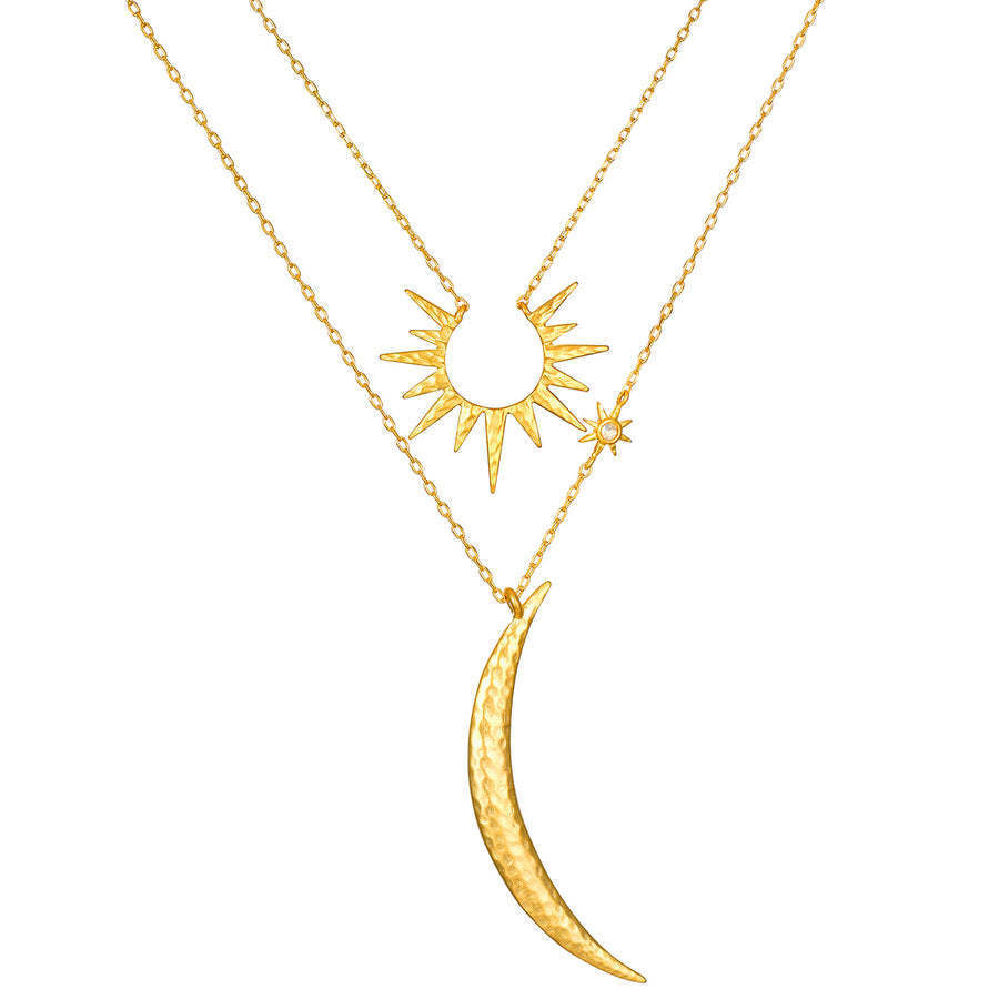 Sun and Moon Double Stacked Necklace