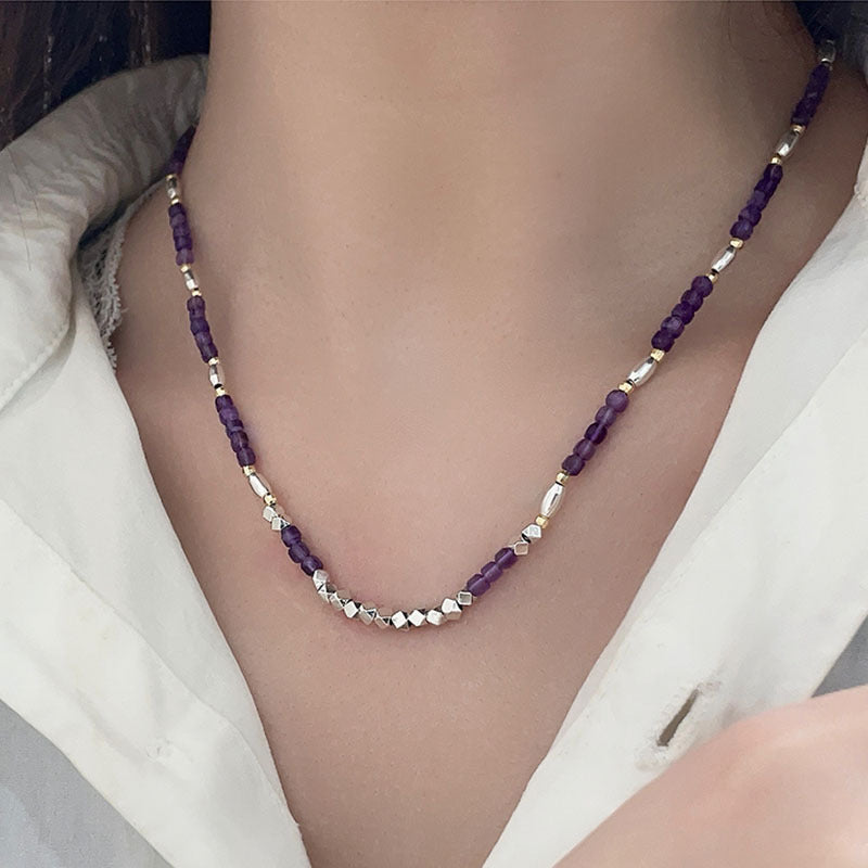 Natural amethyst clavicle necklace