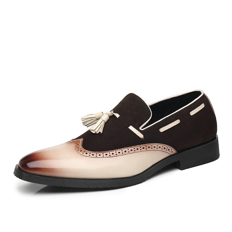 Fashion Business Splicing Leather Fringed Men's genuine leather loafers mens casual shoes for men Plus Size slip on shoes men Office, Party, Banquet, Wedding