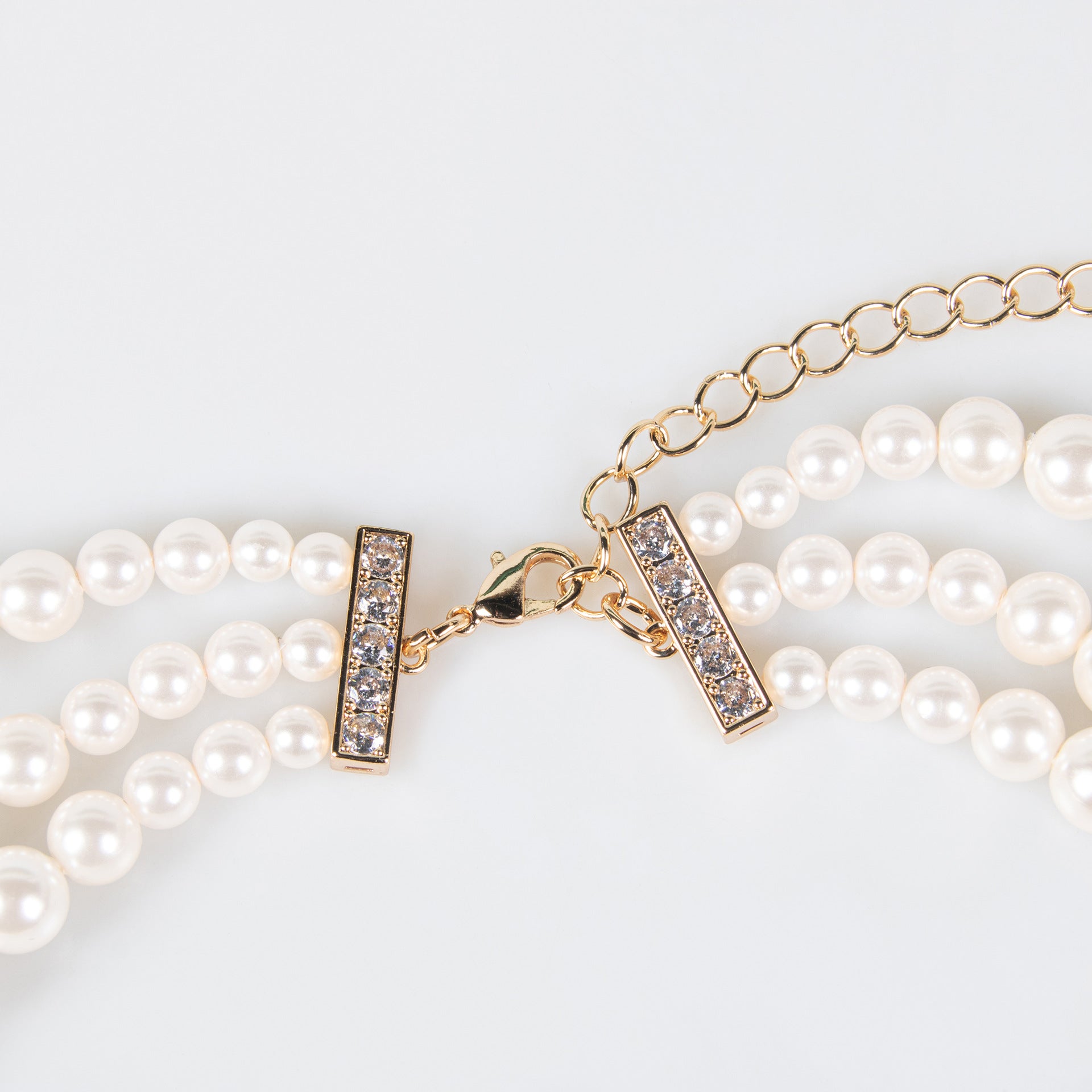 Luxury White Pearl Necklace – Multi Layer Crystal Jewelry for Women