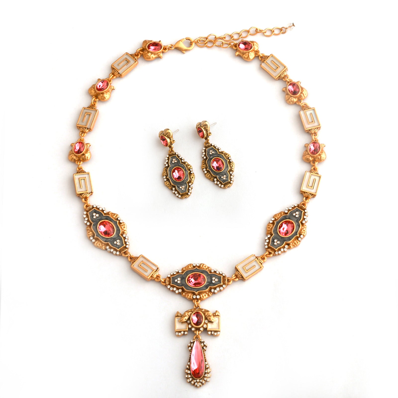 Medieval niche crystal diamond jewelry set
