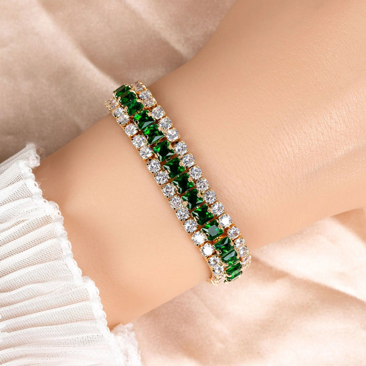 Bracelet de tennis de luxe en cristal rouge pour femmes