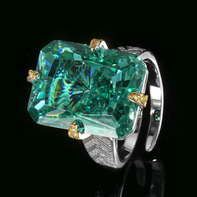 Luxury Emerald Green Crystal Necklace and Ring Jewelry Set