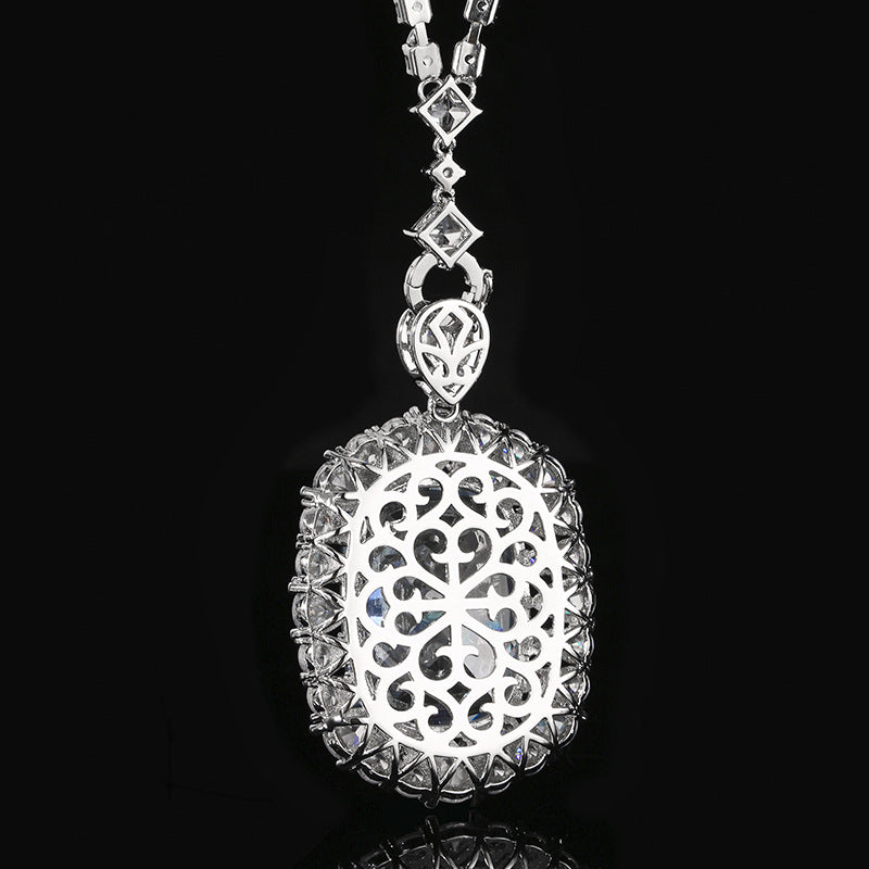 Luxury Cushion Cut Crystal Pendant Necklace for Women