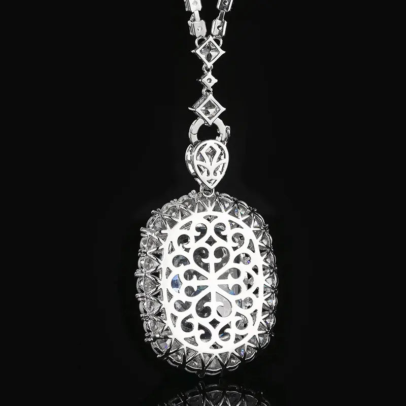 Luxury Cushion Cut Crystal Pendant Necklace for Women