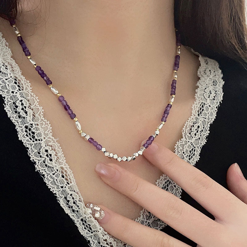 Natural amethyst clavicle necklace
